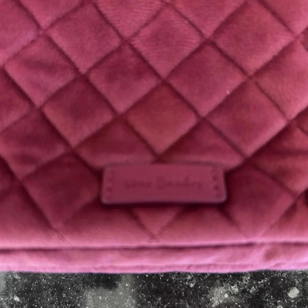 Vera Bradley Magenta Velvet Quilted Cosmetic Bag with Outside Zipper Pocket. - Picture 7 of 7